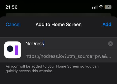 NoDress.AI website shortcut name